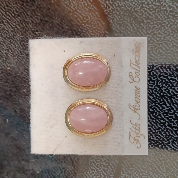 Vintage Gold Plated Rose Quartz Necklace and Earrings set - Picture 2 of 4